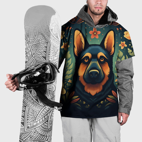 Накидка на куртку 3D с принтом Немецкая овчарка в стиле фолк арт в Кировске, 100% полиэстер |  | 