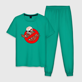 Мужская пижама хлопок с принтом Приведение   Колоссальный титан , 100% хлопок | брюки и футболка прямого кроя, без карманов, на брюках мягкая резинка на поясе и по низу штанин
 | 