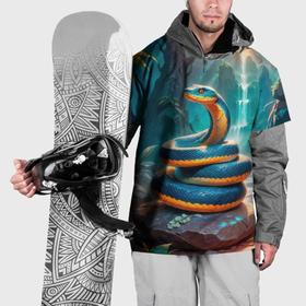 Накидка на куртку 3D с принтом Змея на камне в диких джунглях в Екатеринбурге, 100% полиэстер |  | 