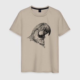 Мужская футболка хлопок с принтом Голова попугая ара в Кировске, 100% хлопок | прямой крой, круглый вырез горловины, длина до линии бедер, слегка спущенное плечо. | 