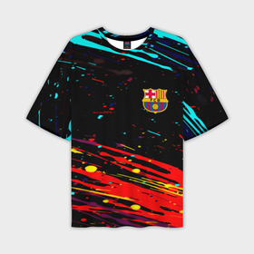 Мужская футболка oversize 3D с принтом Barcelona краски в Петрозаводске,  |  | 