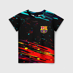 Детская футболка 3D с принтом Barcelona краски в Кировске, 100% гипоаллергенный полиэфир | прямой крой, круглый вырез горловины, длина до линии бедер, чуть спущенное плечо, ткань немного тянется | 