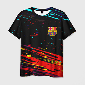 Мужская футболка 3D с принтом Barcelona краски в Курске, 100% полиэфир | прямой крой, круглый вырез горловины, длина до линии бедер | Тематика изображения на принте: 