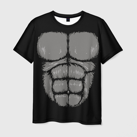 Мужская футболка 3D с принтом Торс кинг конга , 100% полиэфир | прямой крой, круглый вырез горловины, длина до линии бедер | 