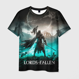 Мужская футболка 3D с принтом Темный крестоносец lords of the fallen в Кировске, 100% полиэфир | прямой крой, круглый вырез горловины, длина до линии бедер | 