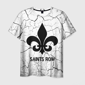 Мужская футболка 3D с принтом Saints Row glitch на светлом фоне в Рязани, 100% полиэфир | прямой крой, круглый вырез горловины, длина до линии бедер | Тематика изображения на принте: 