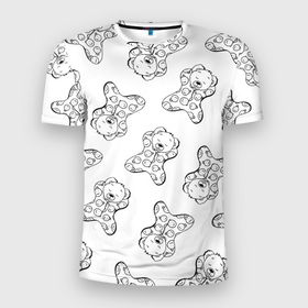 Мужская футболка 3D Slim с принтом Сончас у медвежат   раскраска в Белгороде, 100% полиэстер с улучшенными характеристиками | приталенный силуэт, круглая горловина, широкие плечи, сужается к линии бедра | 