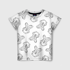 Детская футболка 3D с принтом Сончас у медвежат   раскраска в Тюмени, 100% гипоаллергенный полиэфир | прямой крой, круглый вырез горловины, длина до линии бедер, чуть спущенное плечо, ткань немного тянется | 