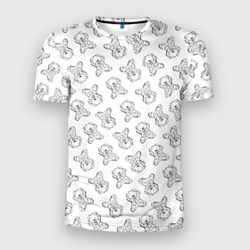 Мужская футболка 3D Slim с принтом Сончас у мишек   принт раскраска в Кировске, 100% полиэстер с улучшенными характеристиками | приталенный силуэт, круглая горловина, широкие плечи, сужается к линии бедра | 