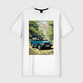 Мужская футболка хлопок Slim с принтом Land Rover   Range Rover 1998 в Новосибирске, 92% хлопок, 8% лайкра | приталенный силуэт, круглый вырез ворота, длина до линии бедра, короткий рукав | 