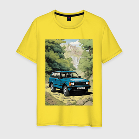 Мужская футболка хлопок с принтом Land Rover   Range Rover 1998 в Тюмени, 100% хлопок | прямой крой, круглый вырез горловины, длина до линии бедер, слегка спущенное плечо. | 
