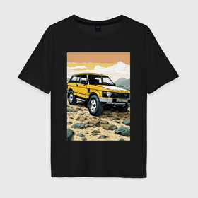 Мужская футболка хлопок Oversize с принтом Land Rover discovery , 100% хлопок | свободный крой, круглый ворот, “спинка” длиннее передней части | 
