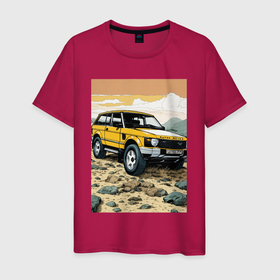 Мужская футболка хлопок с принтом Land Rover discovery в Петрозаводске, 100% хлопок | прямой крой, круглый вырез горловины, длина до линии бедер, слегка спущенное плечо. | 