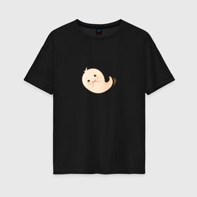 Женская футболка хлопок Oversize с принтом Забавный призрак в Кировске, 100% хлопок | свободный крой, круглый ворот, спущенный рукав, длина до линии бедер
 | 