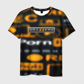 Мужская футболка 3D с принтом Brazzers hub в Санкт-Петербурге, 100% полиэфир | прямой крой, круглый вырез горловины, длина до линии бедер | 