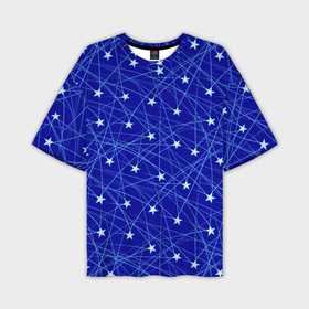 Мужская футболка oversize 3D с принтом Звездопад на синем в Петрозаводске,  |  | 