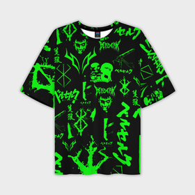 Мужская футболка oversize 3D с принтом Berserk neon green в Петрозаводске,  |  | 