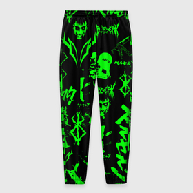 Мужские брюки 3D с принтом Berserk neon green в Кировске, 100% полиэстер | манжеты по низу, эластичный пояс регулируется шнурком, по бокам два кармана без застежек, внутренняя часть кармана из мелкой сетки | 