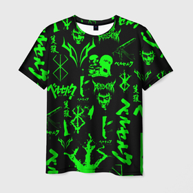 Мужская футболка 3D с принтом Berserk neon green в Кировске, 100% полиэфир | прямой крой, круглый вырез горловины, длина до линии бедер | 
