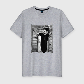 Мужская футболка хлопок Slim с принтом Depeche Mode   Dave Gahan позирует , 92% хлопок, 8% лайкра | приталенный силуэт, круглый вырез ворота, длина до линии бедра, короткий рукав | Тематика изображения на принте: 
