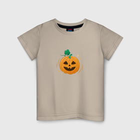 Детская футболка хлопок с принтом Веселая тыковка в Белгороде, 100% хлопок | круглый вырез горловины, полуприлегающий силуэт, длина до линии бедер | Тематика изображения на принте: 