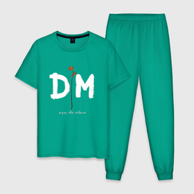 Мужская пижама хлопок с принтом Depeche Mode   enjoy the silence сингл в Санкт-Петербурге, 100% хлопок | брюки и футболка прямого кроя, без карманов, на брюках мягкая резинка на поясе и по низу штанин
 | 