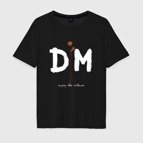 Мужская футболка хлопок Oversize с принтом Depeche Mode   enjoy the silence сингл в Екатеринбурге, 100% хлопок | свободный крой, круглый ворот, “спинка” длиннее передней части | Тематика изображения на принте: 