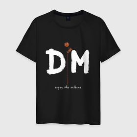 Мужская футболка хлопок с принтом Depeche Mode   enjoy the silence сингл в Новосибирске, 100% хлопок | прямой крой, круглый вырез горловины, длина до линии бедер, слегка спущенное плечо. | 