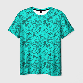 Мужская футболка 3D с принтом Текстура камень цвета морской волны в Курске, 100% полиэфир | прямой крой, круглый вырез горловины, длина до линии бедер | Тематика изображения на принте: 
