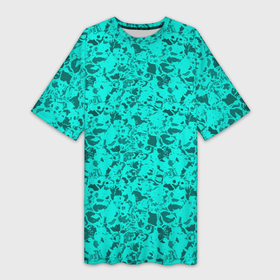 Платье-футболка 3D с принтом Текстура камень цвета морской волны ,  |  | 