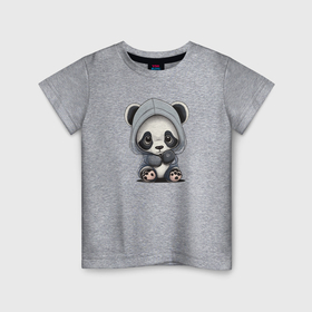 Детская футболка хлопок с принтом Грустная панда в Новосибирске, 100% хлопок | круглый вырез горловины, полуприлегающий силуэт, длина до линии бедер | 