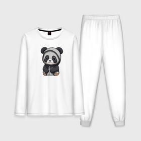 Мужская пижама с лонгсливом хлопок с принтом Симпатичная панда в капюшоне в Курске,  |  | 