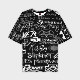 Мужская футболка oversize 3D с принтом Логотипы рок групп металические в Тюмени,  |  | 