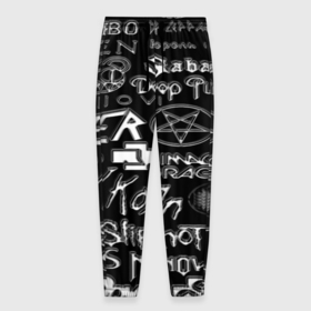 Мужские брюки 3D с принтом Логотипы рок групп металические , 100% полиэстер | манжеты по низу, эластичный пояс регулируется шнурком, по бокам два кармана без застежек, внутренняя часть кармана из мелкой сетки | 