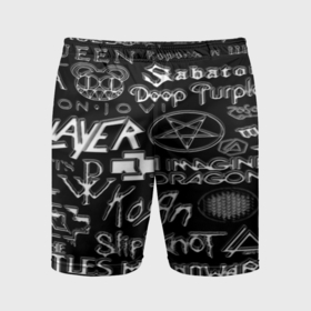 Мужские шорты спортивные с принтом Логотипы рок групп металические в Петрозаводске,  |  | Тематика изображения на принте: 