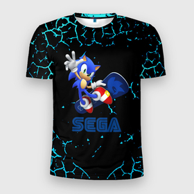 Мужская футболка 3D Slim с принтом Sonic sega game , 100% полиэстер с улучшенными характеристиками | приталенный силуэт, круглая горловина, широкие плечи, сужается к линии бедра | 