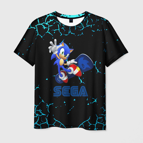 Мужская футболка 3D с принтом Sonic sega game , 100% полиэфир | прямой крой, круглый вырез горловины, длина до линии бедер | 
