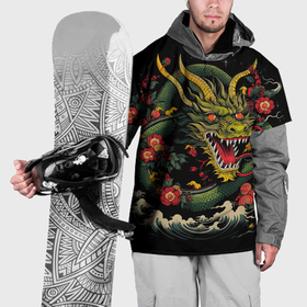 Накидка на куртку 3D с принтом Зеленый   дракон в Санкт-Петербурге, 100% полиэстер |  | 