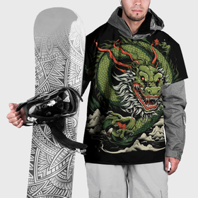 Накидка на куртку 3D с принтом Символ  года зеленый дракон в Санкт-Петербурге, 100% полиэстер |  | Тематика изображения на принте: 