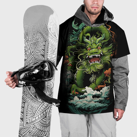 Накидка на куртку 3D с принтом Зеленый  дракон символ   года в Санкт-Петербурге, 100% полиэстер |  | Тематика изображения на принте: 