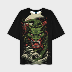Мужская футболка oversize 3D с принтом Зеленый  дракон    символ года в Кировске,  |  | 