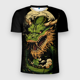 Мужская футболка 3D Slim с принтом Китайский дракон  символ года в Белгороде, 100% полиэстер с улучшенными характеристиками | приталенный силуэт, круглая горловина, широкие плечи, сужается к линии бедра | Тематика изображения на принте: 