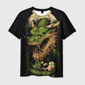 Мужская футболка 3D с принтом Китайский дракон  символ года в Белгороде, 100% полиэфир | прямой крой, круглый вырез горловины, длина до линии бедер | 