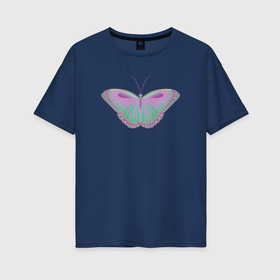 Женская футболка хлопок Oversize с принтом Нежная сиреневая бабочка в Санкт-Петербурге, 100% хлопок | свободный крой, круглый ворот, спущенный рукав, длина до линии бедер
 | 