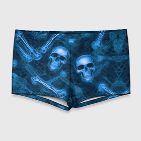 Мужские купальные плавки 3D с принтом Синие черепа и кости в Санкт-Петербурге, Полиэстер 85%, Спандекс 15% |  | Тематика изображения на принте: 