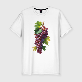 Мужская футболка хлопок Slim с принтом Кисть винограда в Курске, 92% хлопок, 8% лайкра | приталенный силуэт, круглый вырез ворота, длина до линии бедра, короткий рукав | 