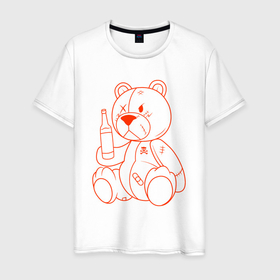 Мужская футболка хлопок с принтом Сердитый медвежонок в Белгороде, 100% хлопок | прямой крой, круглый вырез горловины, длина до линии бедер, слегка спущенное плечо. | 
