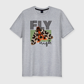 Мужская футболка хлопок Slim с принтом Fly high moth в Белгороде, 92% хлопок, 8% лайкра | приталенный силуэт, круглый вырез ворота, длина до линии бедра, короткий рукав | 
