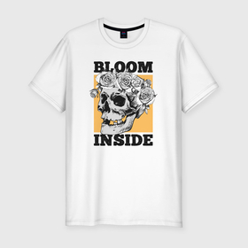 Мужская футболка хлопок Slim с принтом Bloom inside в Тюмени, 92% хлопок, 8% лайкра | приталенный силуэт, круглый вырез ворота, длина до линии бедра, короткий рукав | 