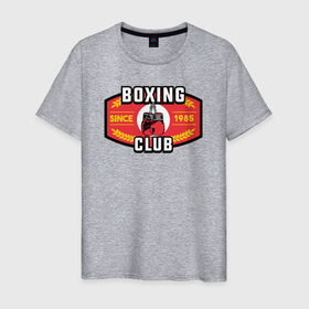Мужская футболка хлопок с принтом Клуб боксёров в Екатеринбурге, 100% хлопок | прямой крой, круглый вырез горловины, длина до линии бедер, слегка спущенное плечо. | 